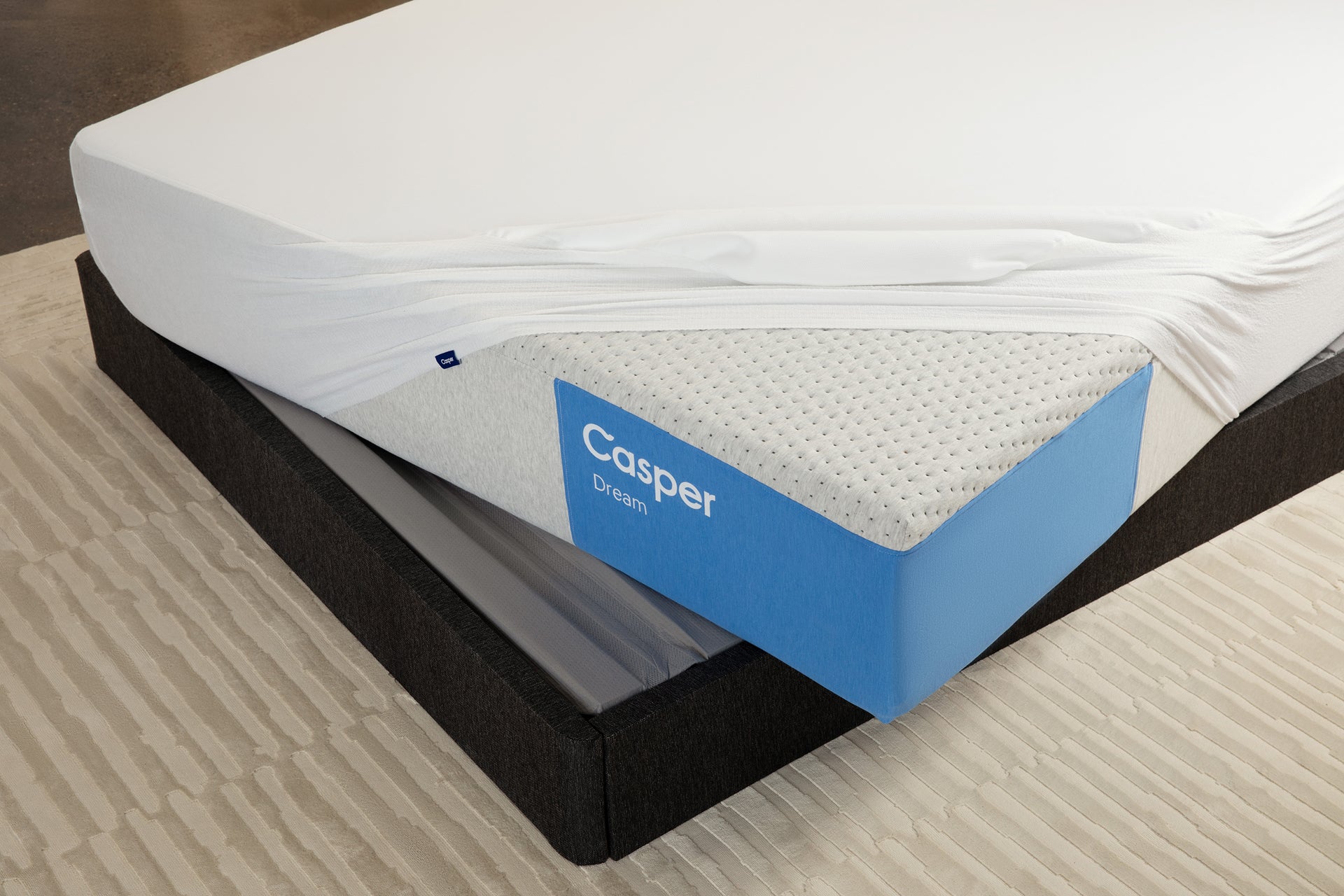 mattress protector on a Casper Dream mattress on a Foundation