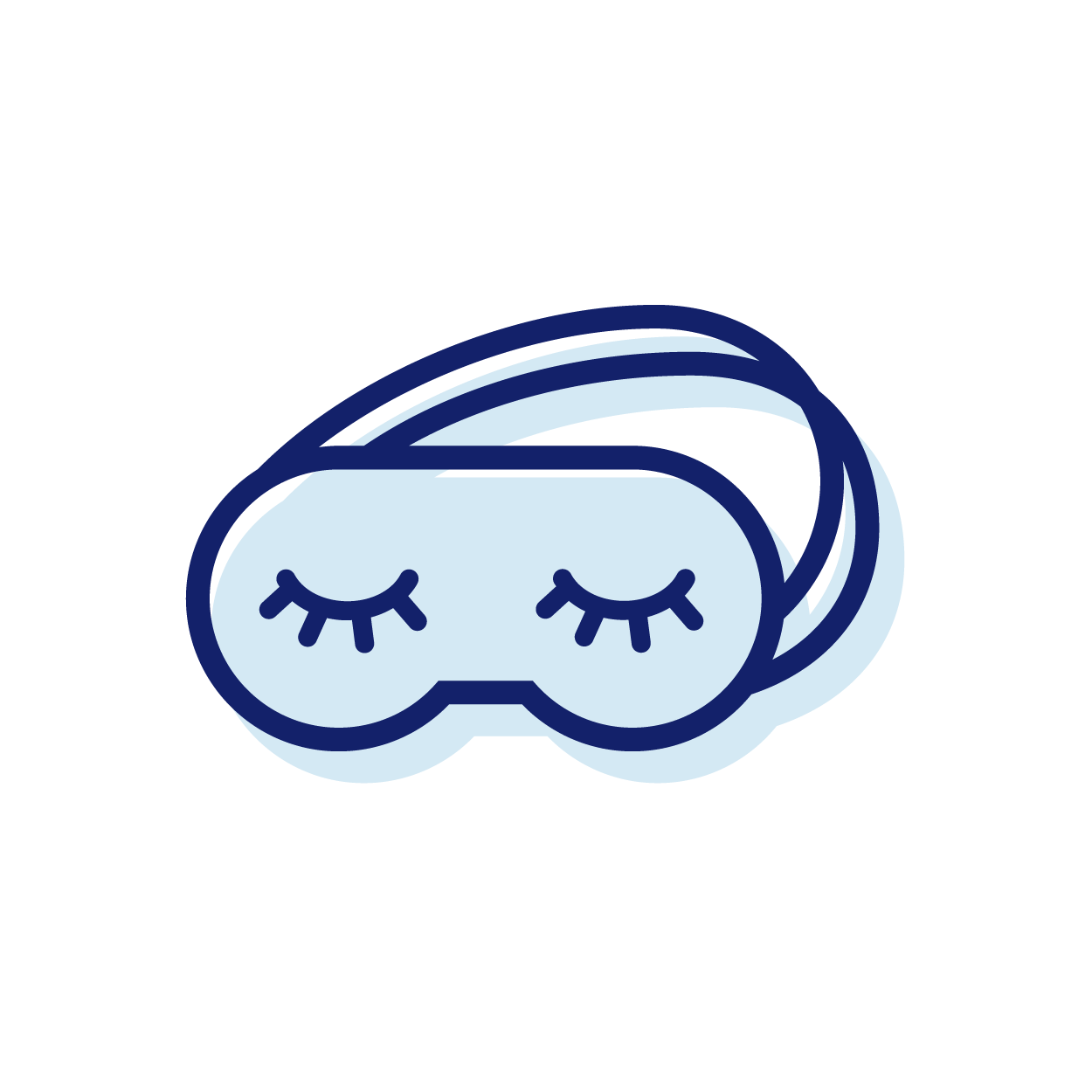 Illustration of a sleep mask with closed eyelids on it