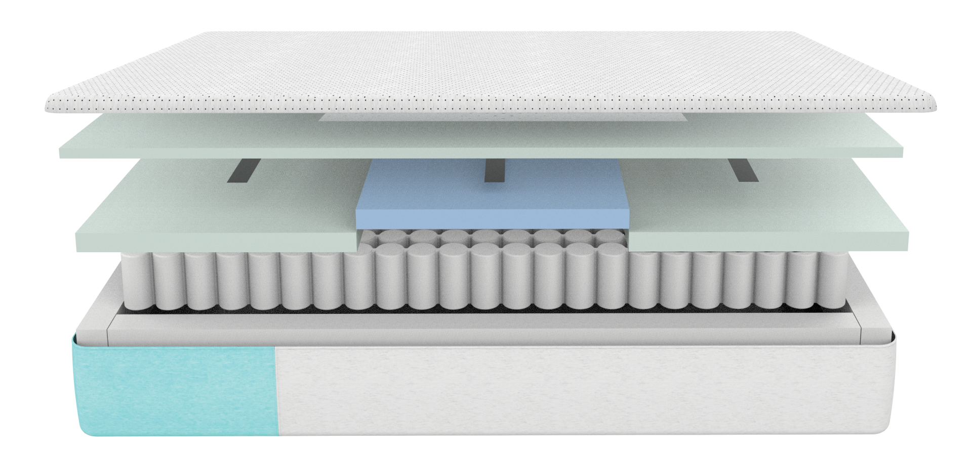Graphic image of the inner layers of the Snow mattress.